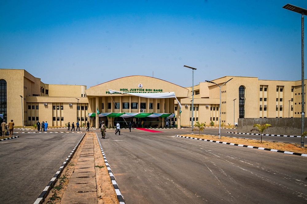 SEASON OF COMPLETION, COMMISSIONING AND IMPACT... View of the Federal Secretariat Complex named by President Muhammadu Buhari in honour of Emir of Lafia and Chairman, Nasarawa State Council of Chiefs, Hon. Justice Sidi Bage in Bukar Sidi, along Jos road, Lafia, Nasarawa State on Saturday, 4th February 2023.