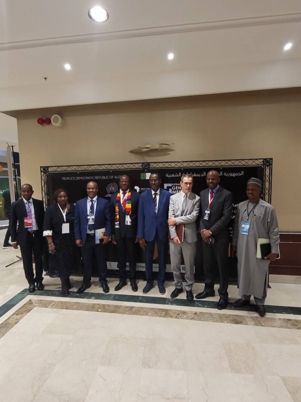 Honorable Minister for Housing and Urban Development, Arc. Ahmed Musa Dangiwa (Centre) with other dignataries/delegates at the 2023 Extraordinary General Meeting (EGM) of Shelter Afrique commenced today at Sheraton Club des Pins Resort (Hotel Sheraton Alger) in Algiers, Algeria